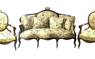 Louis XV Style Living Room Suite with Sofa and Pair of Armchair