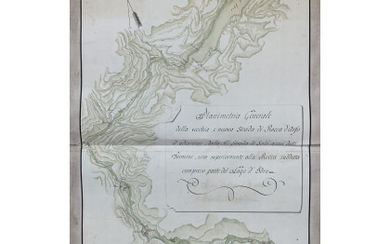 [MAPPA STRADALE] Planimetria generale della vecchia e nuova strada di Rocca d'Anso. Mappa manoscritta ed acquarellata (1040 x 670 mm)....