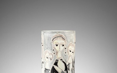 MARCELLO FANTONI Cylindrical vase decorated with female figures.
