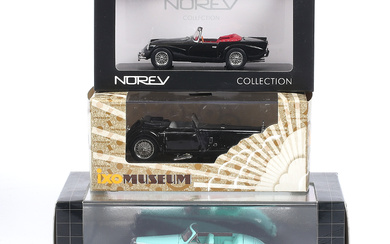 MODEL CARS, 3 pcs, metal/resin, among others Daimler SP250, different manufacturers, scale 1:43.