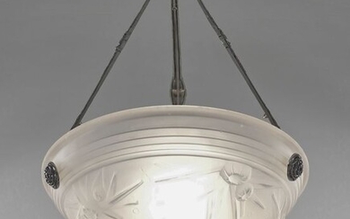 MULLER FRERES - French art deco chandelier , Hängelampe
