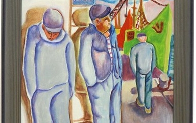 Marcel GONZALEZ (1928-2001) "The sailors", oil on canvas, signed lower left, dated "94", 65 x 50 cm