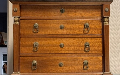 Master Cabinet: Chest of drawers (h. 24cm) - Empire Style - Brass, Mahogany - Around 1900