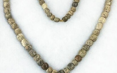 Mastodon Bone Bead Necklace w/Cave Bear Tooth.