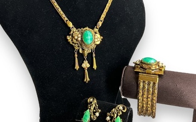 Matching Set of Vintage Costume Jewelry Signed "Karu"