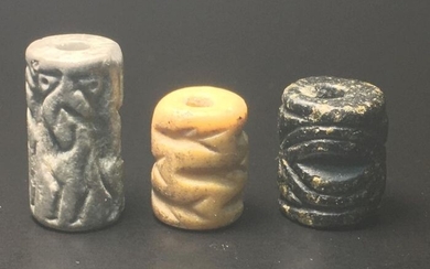 Mesopotamian Stone Cylinder seal - 17×9×9 mm - (3)