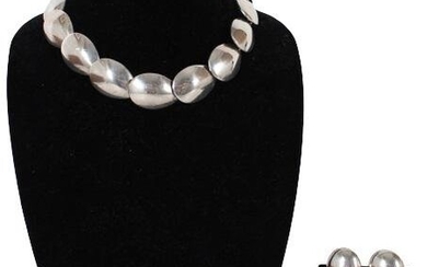 Mexican Sterling Silver Necklace & Earrings, 5 OZT