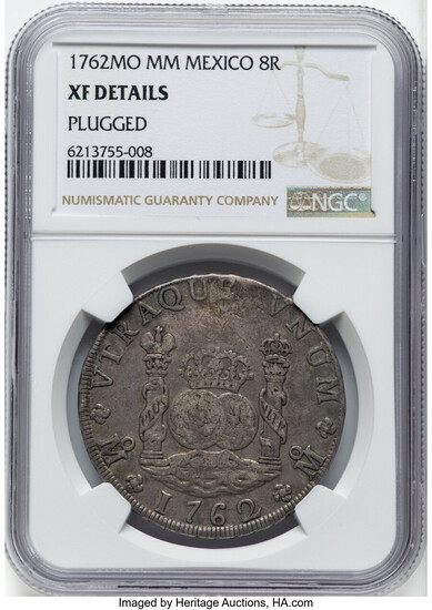 Mexico: , Charles III 8 Reales 1762 Mo-MM XF Details (Plugged) NGC,...