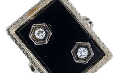 Mid 20th century onyx & diamond ring