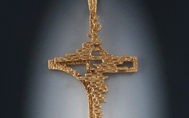 Mid-Century Design Gold Cross Pendant
