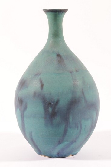 Mistuo Shoji Blue Vase, Signed to Base (H:31 x Dia:18cm)