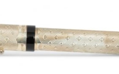 Montegrappa (Italian) 'Cosmopolitan Africa' Sterling Silver Fountain Pen, H 2.5" W 9" Depth 5.75"