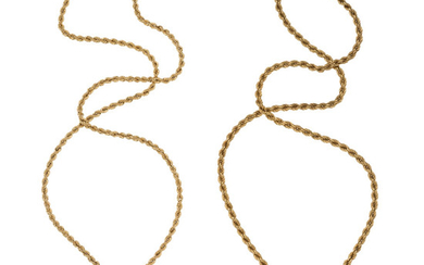 Multi-Stone, Diamond, Gold Pendant-Necklaces The lot includes a necklace...