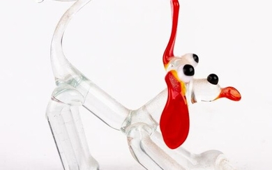 Murano Venetian Glass Sculpture Playful Dog