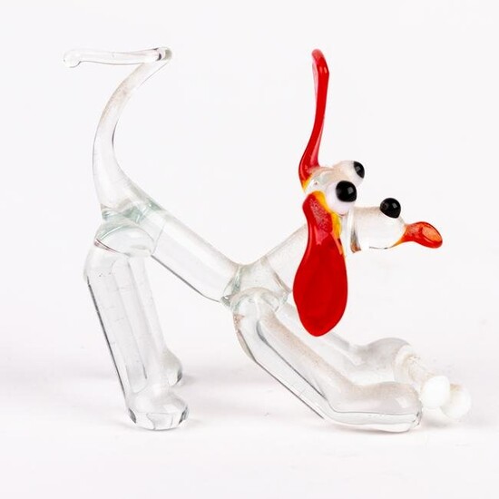 Murano Venetian Glass Sculpture Playful Dog