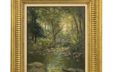 Hudson River Landscape Oil Possibly by Albert Bierstadt