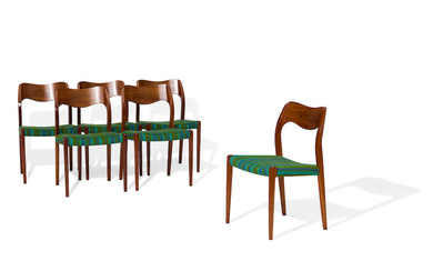 NIELS MØLLER (1920-1981) Set of Six Model 71 Dining Chairs...