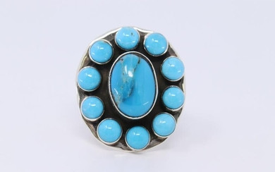 Native American Navajo Handmade Turquoise Ring By Tony