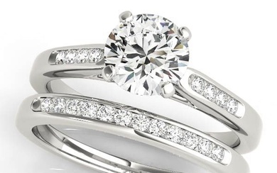 Natural 1.77 CTW Diamond Engagement Ring SET 14K White Gold