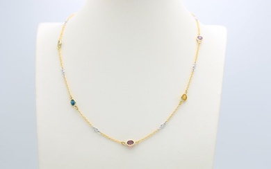 Necklace - 18 kt. White gold, Yellow gold Tourmaline - Amethyst
