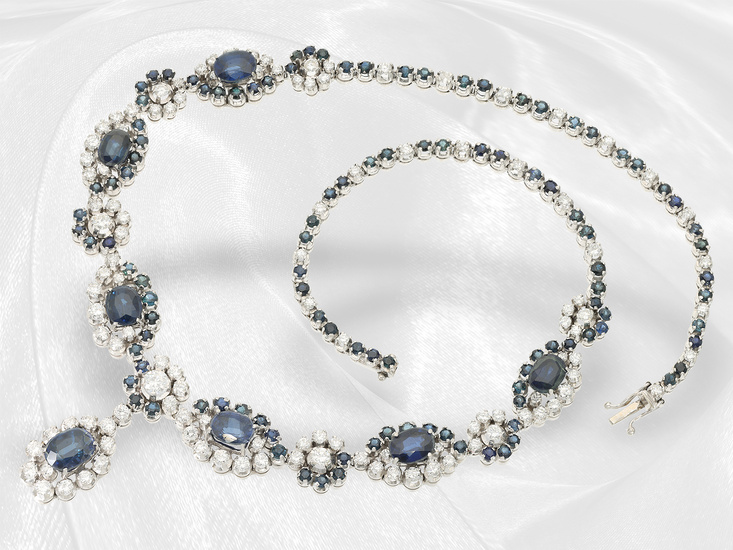Necklace: formerly very expensive vintage sapphire/brilliant necklace, approx. 20ct