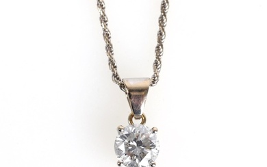 Necklace with solitaire diamond pendant, approx. 0.91 ct. TW/SI1 (HRD certificate)