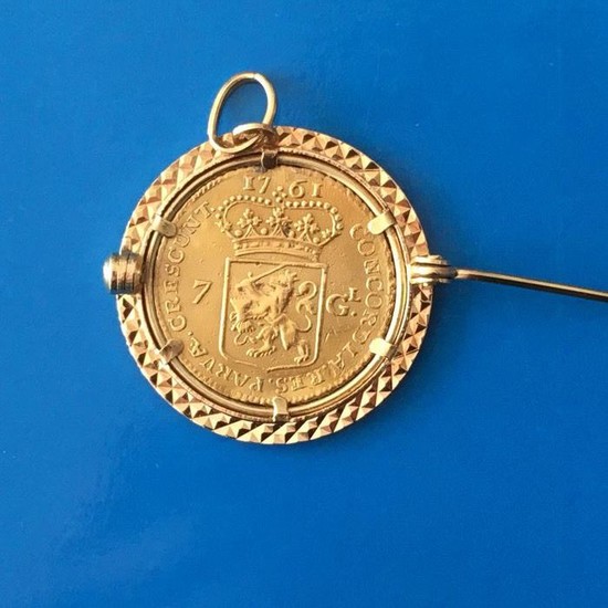 Netherlands - Overijssel - 7 Gulden 1761 in Broche/ Hanger - Gold