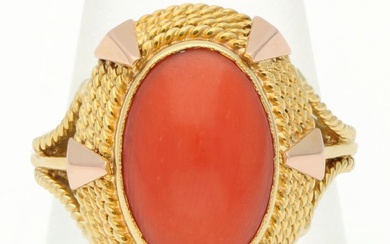 No Reserve - 18 kt. Gold - Ring - Red coral approx. 3.17 ct.
