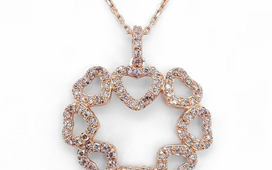 No Reserve Price - 0.33 Carat Pink Diamonds - Pendant - 14 kt. Rose gold