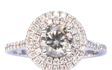No Reserve Price - 1.61 ctw - 14 kt. White gold - Ring - 1.01 ct Diamond - Diamonds