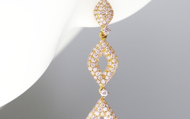 No Reserve Price - 18 kt. Yellow gold - Earrings - 2.51 ct Diamond - Diamonds, IGI-certified