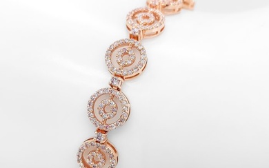 ***No Reserve Price*** IGI Certified 3.06 Carat Pink Diamond Bracelet - 14 kt. Pink gold - Bracelet