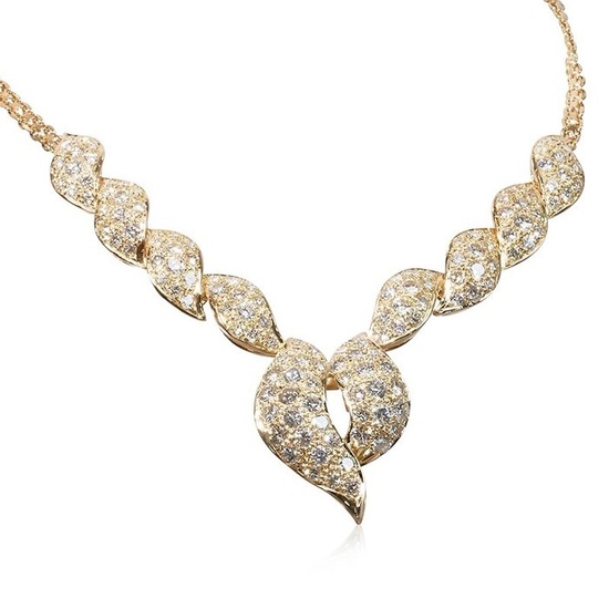 No Reserve Price---Igi Certificate - 5.00 total diamond carat - 18 kt. Yellow gold - Necklace - 5.00 ct Diamond - Diamonds