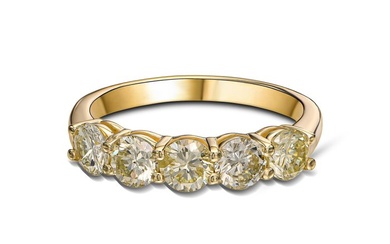 No Reserve Price - Ring - 14 kt. Yellow gold - 1.77 tw. Yellow Diamond (Natural coloured)