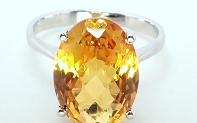 No Reserve Price Ring - White gold 2.94ct. Oval Citrine
