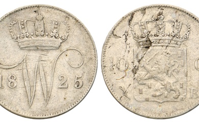 No reserve - 10 Cent. Willem I. 1825 B. Zeer Fraai +.