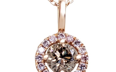 No reserve price - 0.66 Cttw Fancy Diamonds - Necklace with pendant - 14kt gold - Rose gold
