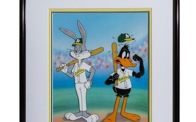 Oakland A's Warner Bros. Themed Hand-Painted Cel