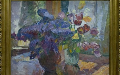Oil painting Flowers by the window Tkachenko Andrey Zinovievich