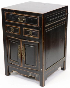 Old Chinese Painted Black Cabinet