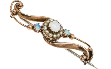 Opal bead brooch