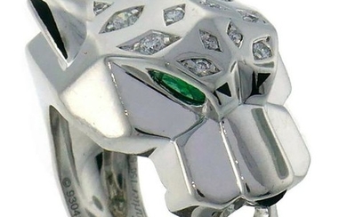 PANTHERE de CARTIER Diamond White Gold RING Emerald