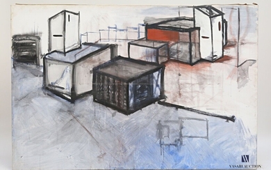 PASSANITI Francesco (né en 1952) Constructions Huile sur toile Non signée 130 x 194 cm...