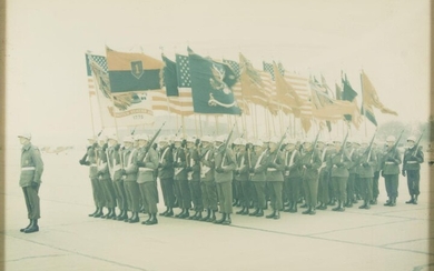PHOTOGRAPH OF 1ST INFANTRY DIVISION, PRESENTED TO GEN. CLARENCE R. HUEBNER