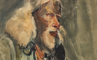 "PORTRAIT OF AN OLD MAN" BY ANNA LOUISE THORNE (1866-1965).