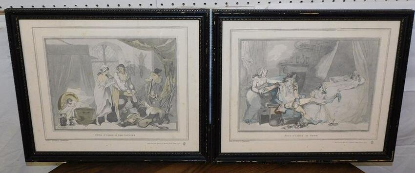 Pair Hand Colored Engravings - Signed