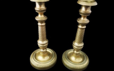Pair Of French Empire Candlesticks Circa 1810 - Ormolu And Bronze - Early 19th century