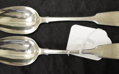 Pair William IV sterling silver soup spoons London 1835,...