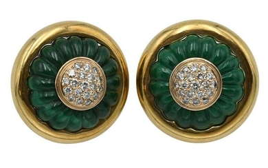 Pair of 14 Karat Gold Round Earrings, mounted with