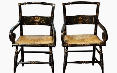 Pair of 19th C. Painted Hitchcock Chairs (2pc)